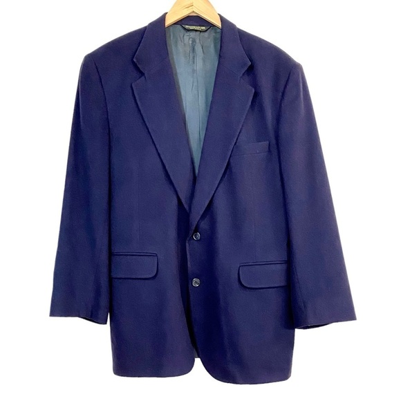 Vintage Navy Cashmere Sport Coat Blazer Jacket M-L - Picture 1 of 13